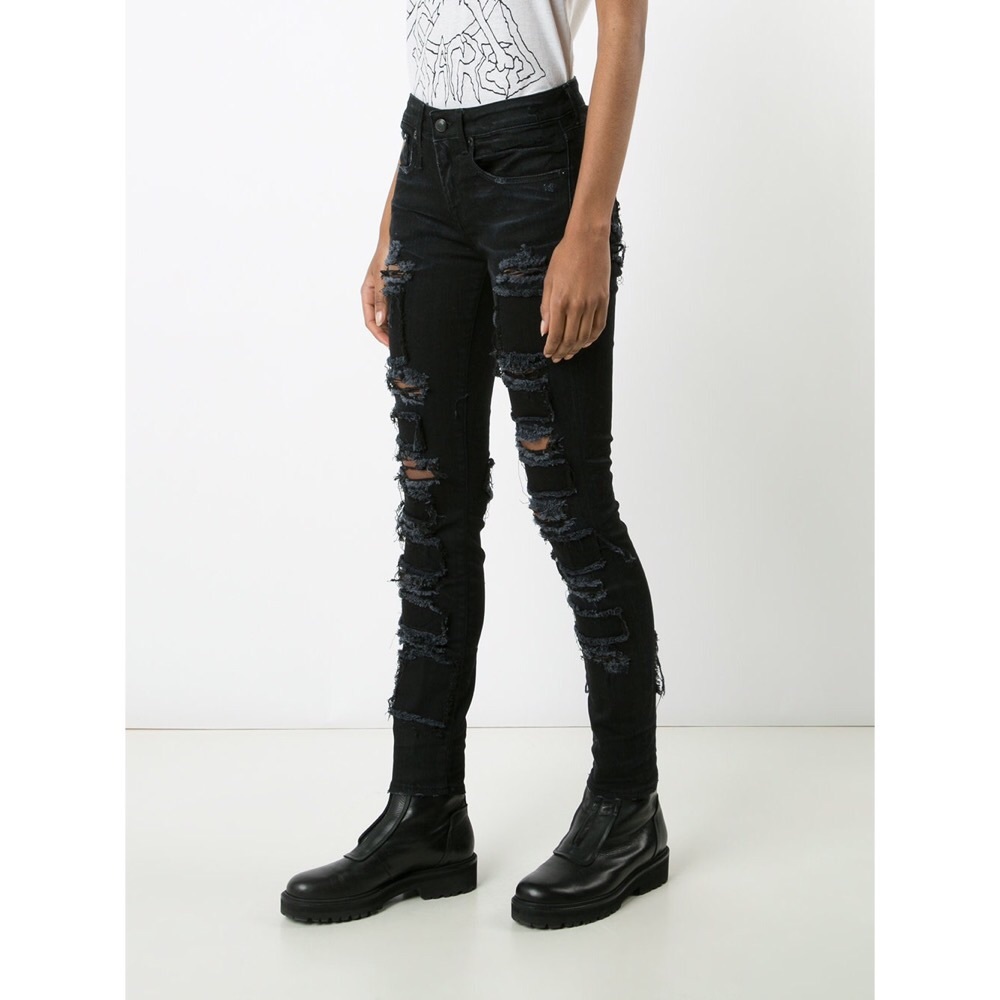 Black Patch R13 Alison Skinny Ripped Punk Jeans - Picture 4 of 6